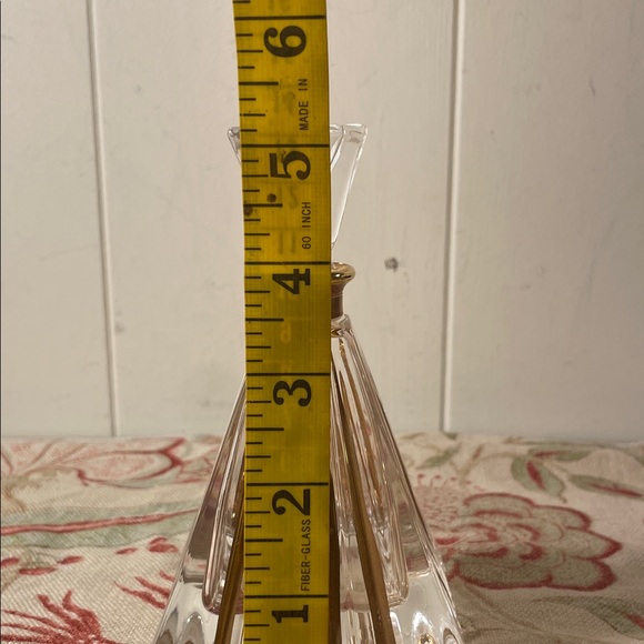 Royal Gallery Lead Crystal Glass Perfume with Topper and Striated Gold Accents - Picture 8 of 13